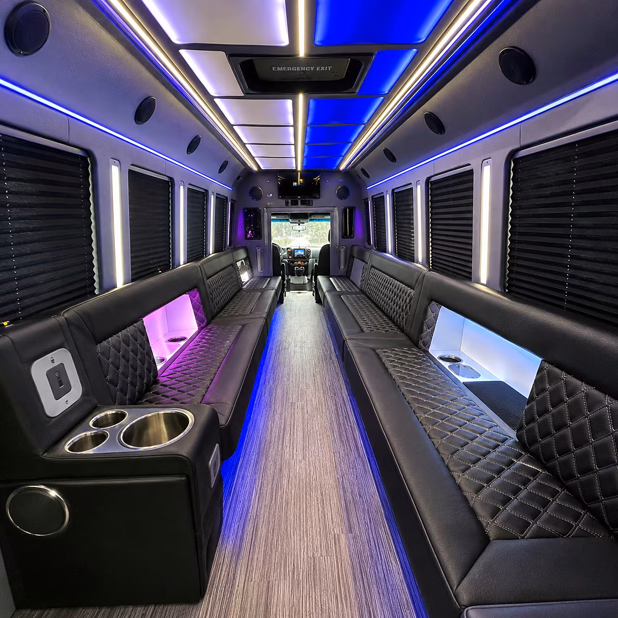 Tulsa Birthday, Sweet 16, & Quinceañera Transportation party bus interior