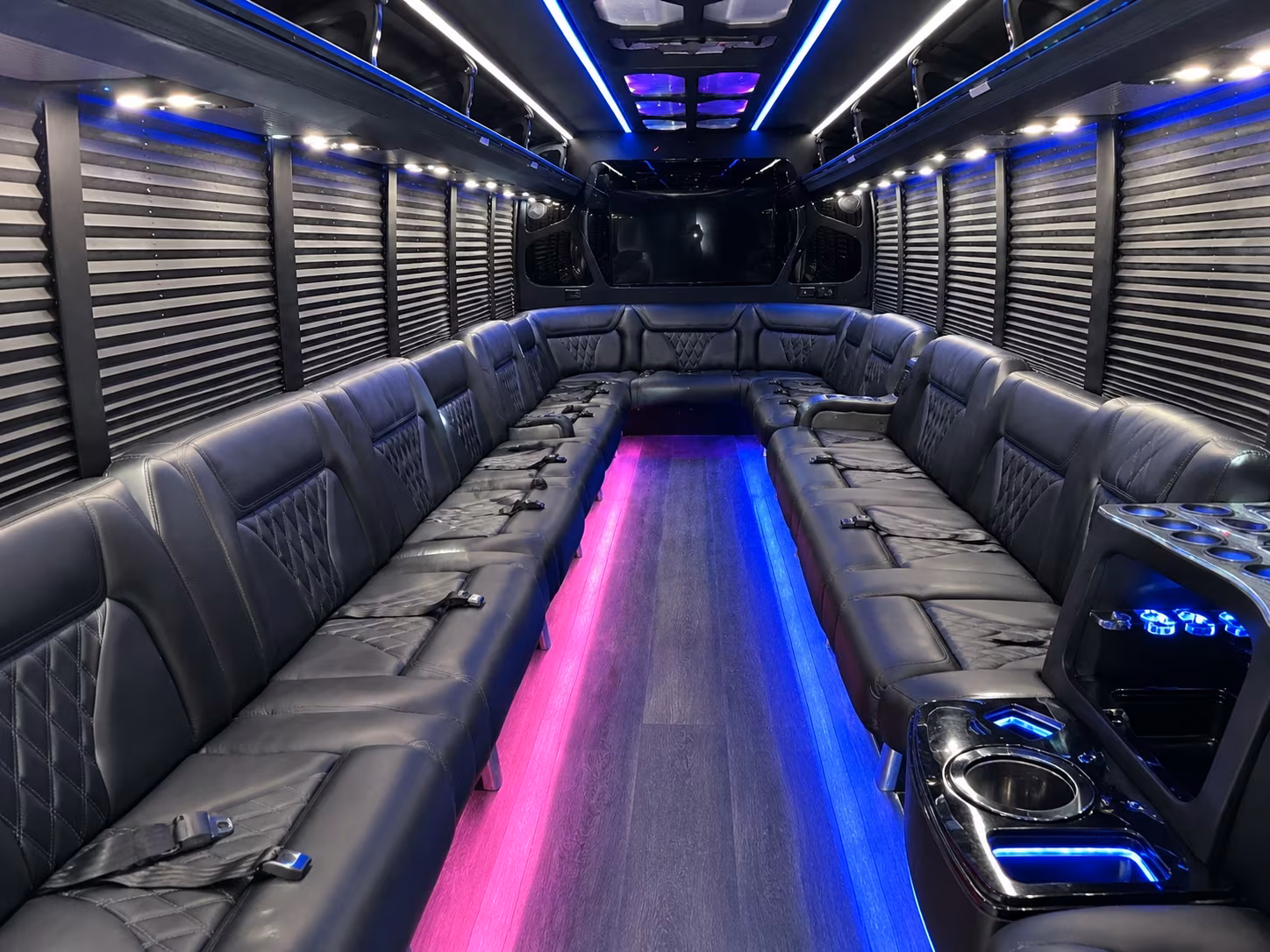 Tulsa Birthday, Sweet 16, & Quinceañera Transportation party bus interior