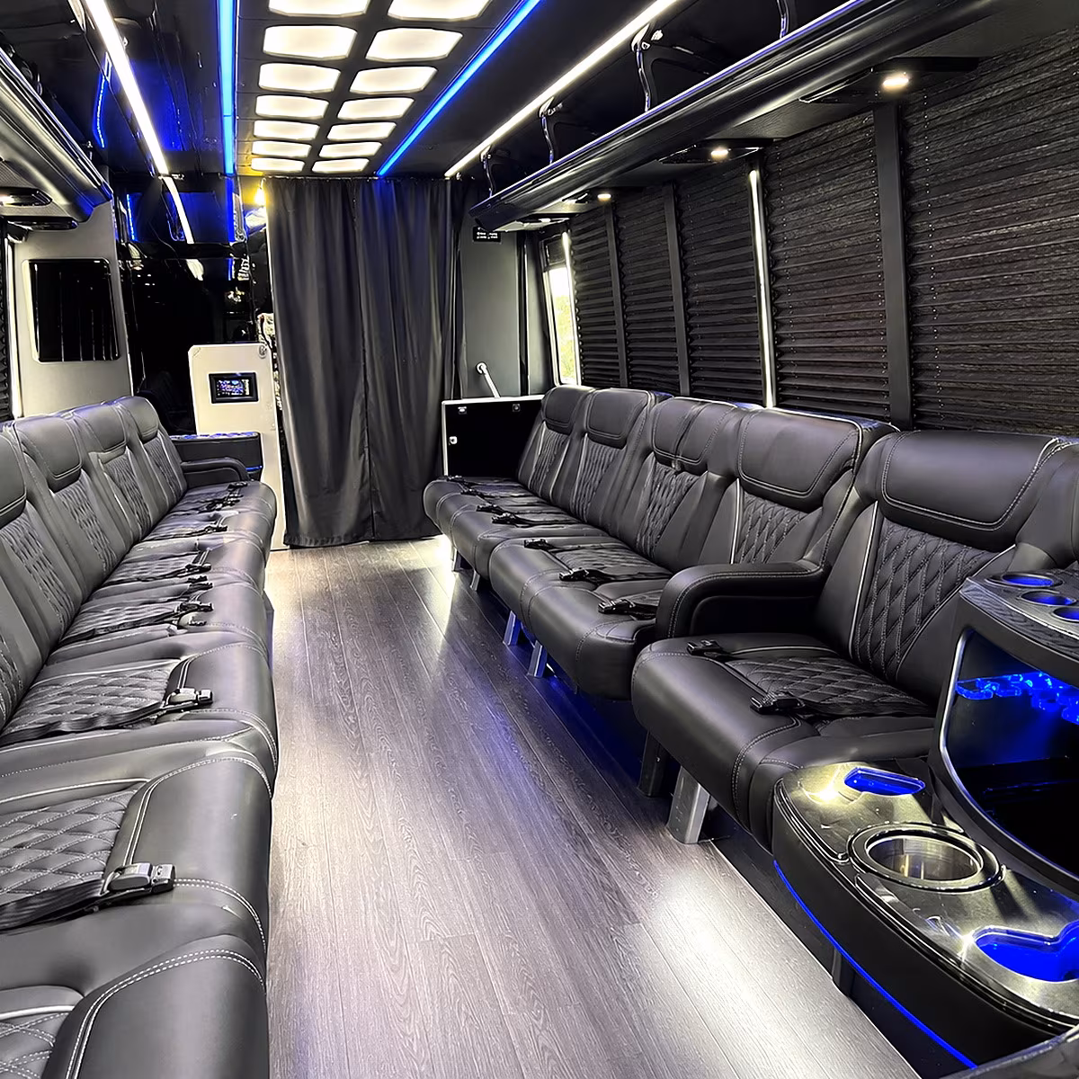 Tulsa Wedding Transportation party bus interior